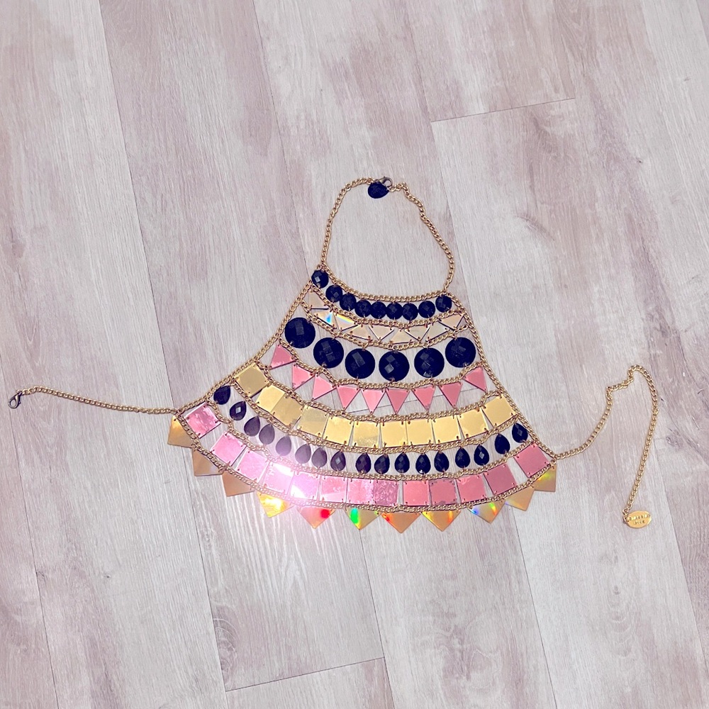 Claudia Pink-  jeweled halter top